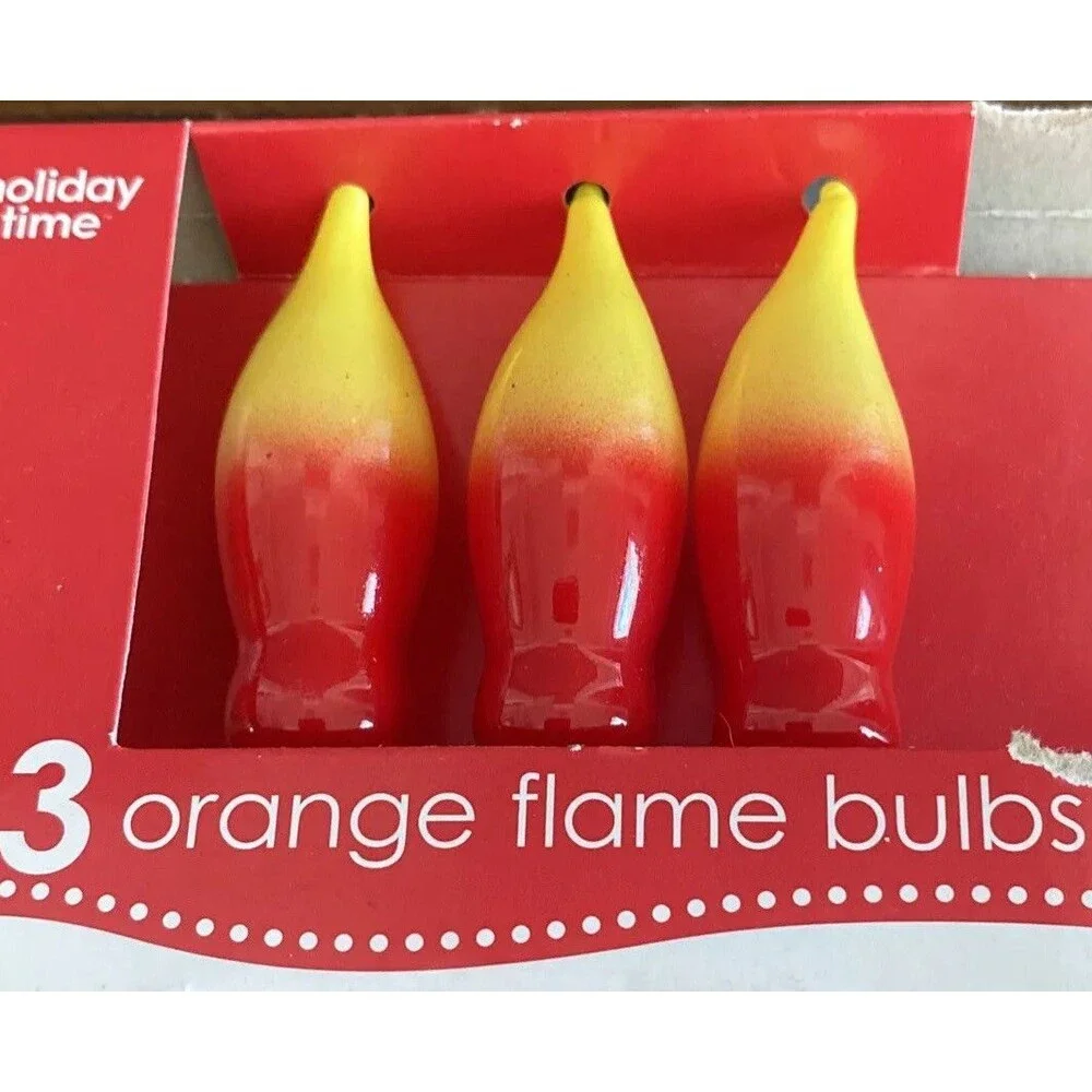 3 Replacement Orange Flame Bulbs Lamp Halloween Christmas Candelabra 120V 7W New
